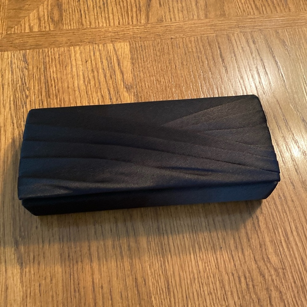 Black satin evening clutch